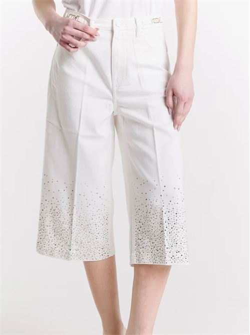 Pantalone crop con borchie Met Met | M10 138PT-WHITE